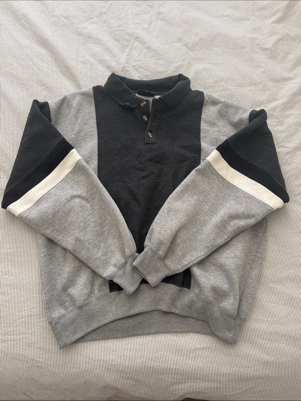 Men's Colorblock Polo Sweater - Gray & Black